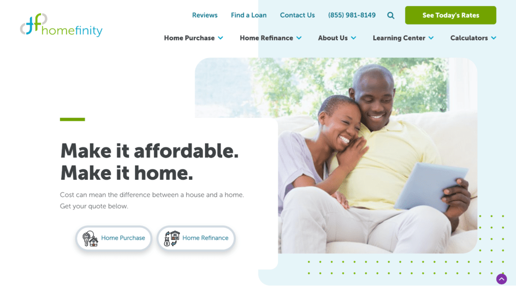 This mortgage website uses lead path buttons to capture mortgage leads.