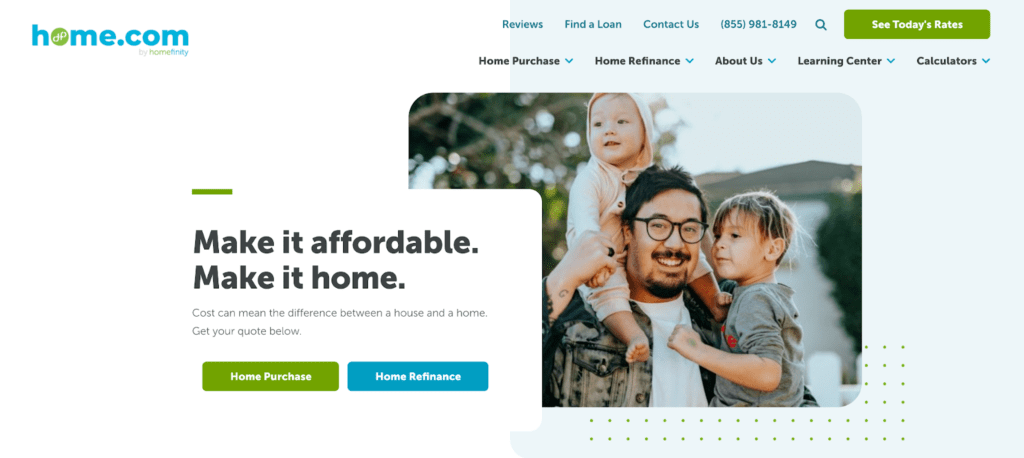 Homefinity’s mortgage website and user experience have been optimized for lead generation.