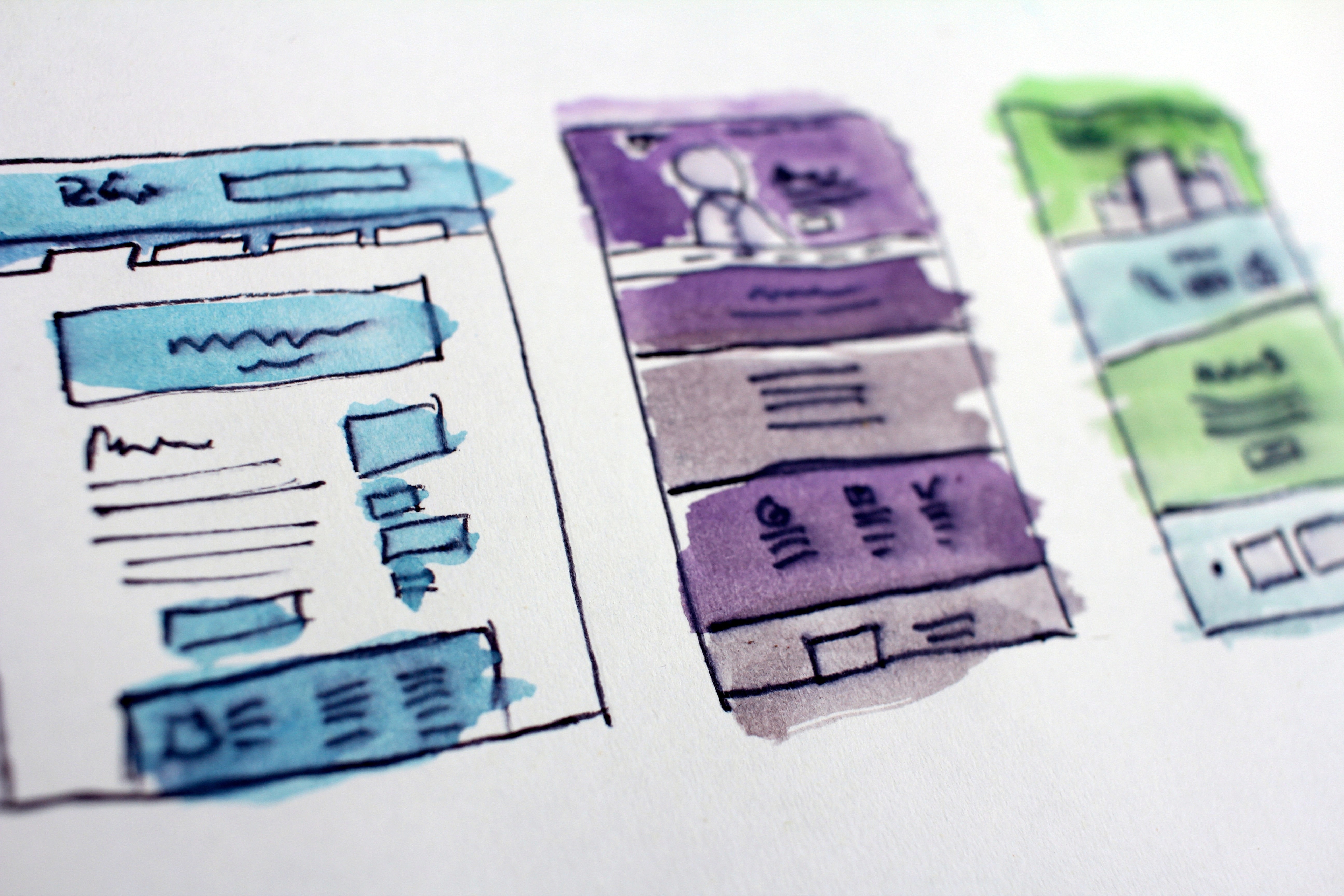 Website redesign thumbnail sketches